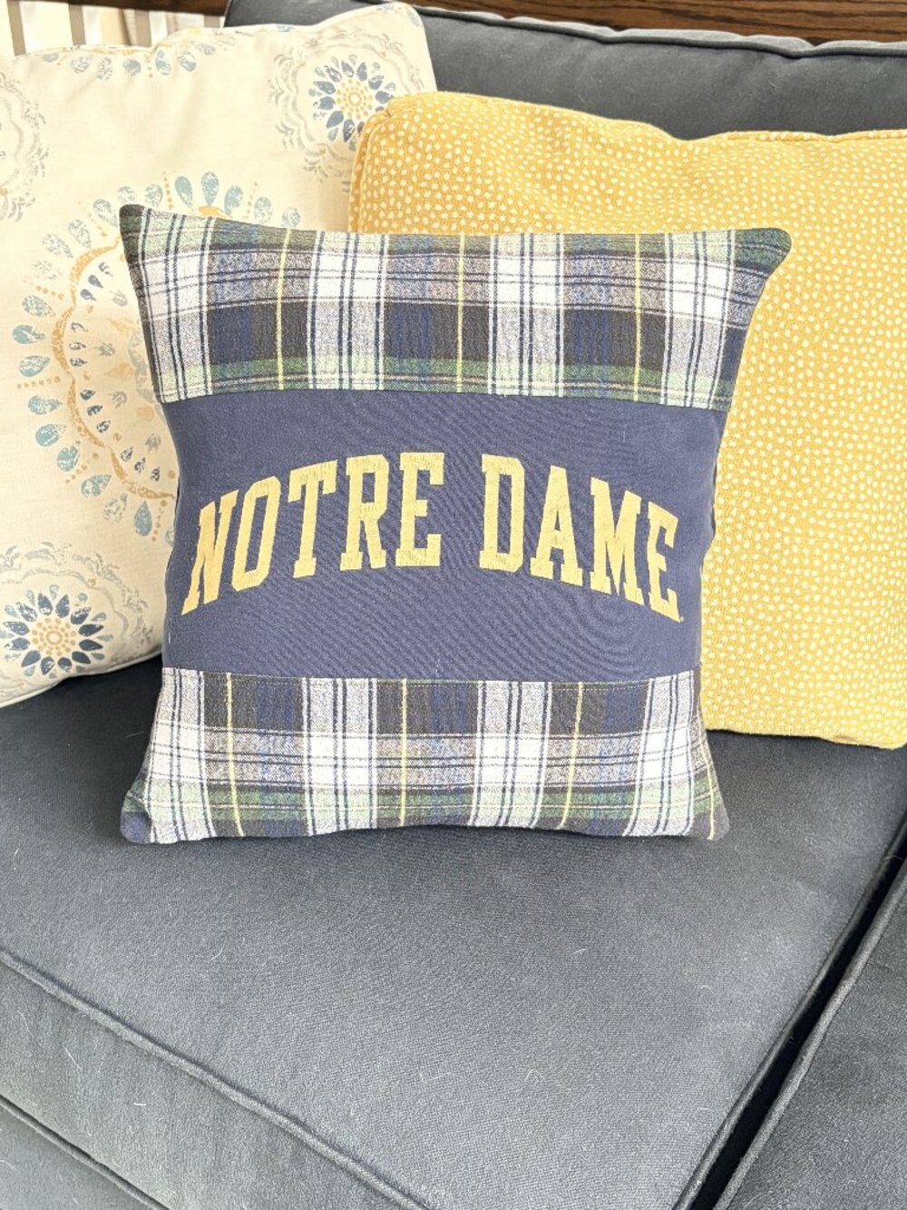 University of Notre Dame Fighting Irish reworked t-shirt 16" throw pillow cover